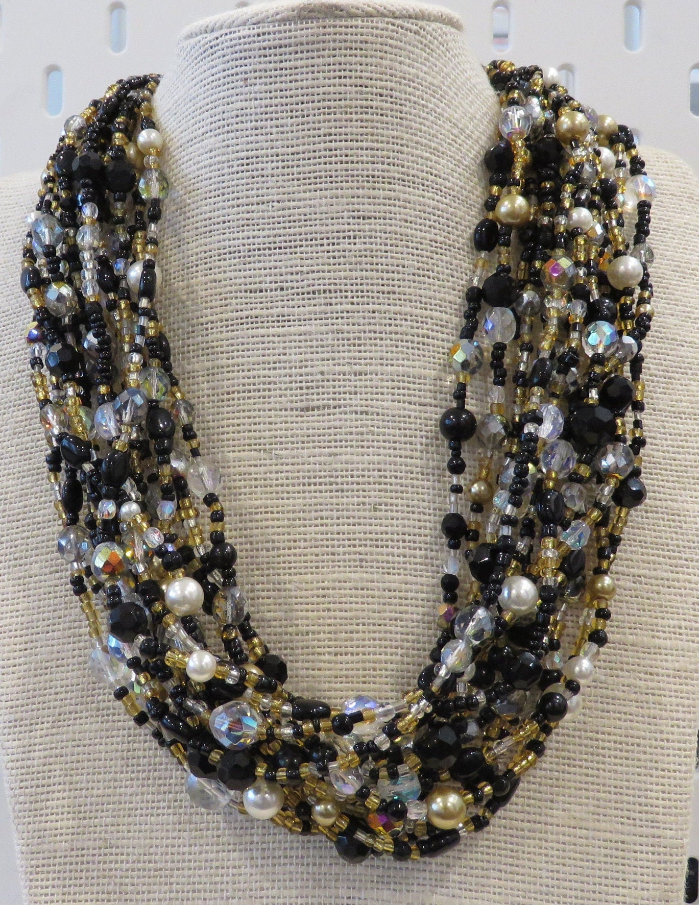 Pearl necklace art glass clasp nos Japanese baroque glass pearls