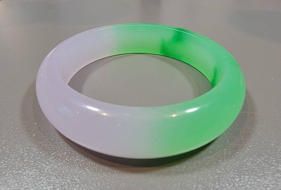 green and purple bangle carved stacking bracelet dyed jade