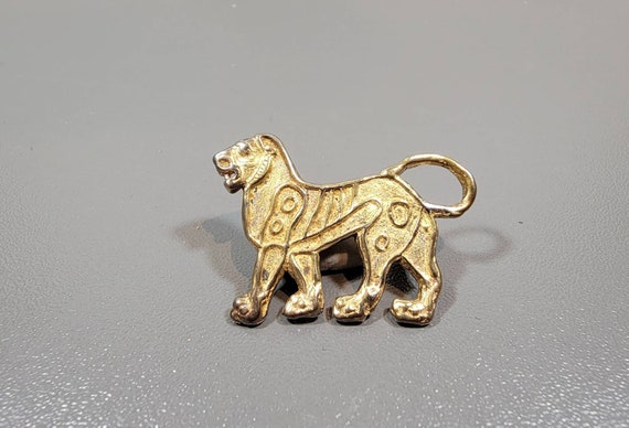 big cat brooch sterling silver gold plated museum jewelry