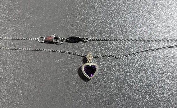 heart necklace romantic Diamond accent white gold… - image 6