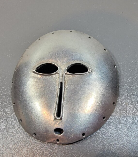 mask brooch large silver tone metal illiad odyssey