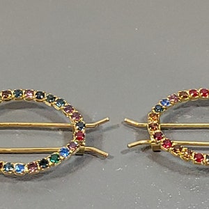 rhinestone barrettes oval small new old stock