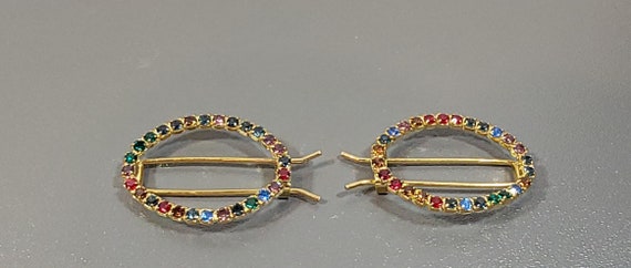 rhinestone barrettes oval small new old stock
