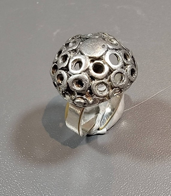 brutalist ring abstract adjustable pewter swedish 