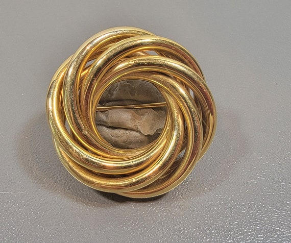 yellow gold filled brooch interlocking circles high quality real looking