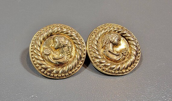 coin earrings Naive female cameo flower bouquet romantic gold plated sterling