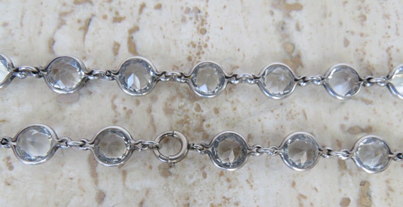 rhinestone necklace clear sterling silver bezel H… - image 2