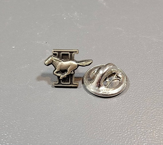 mustang ll ford tie tack silver tone metal vintage