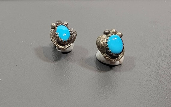 turquoise earrings studs pierced posts sterling silver navajo