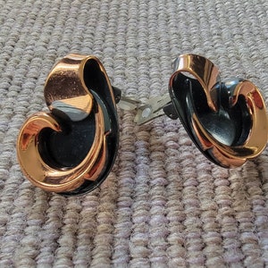 copper earrings renoir large swirl clip ons
