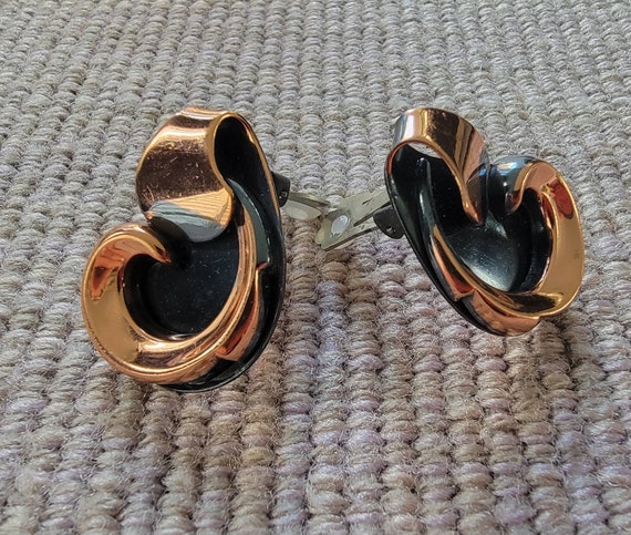 copper earrings renoir large swirl clip ons