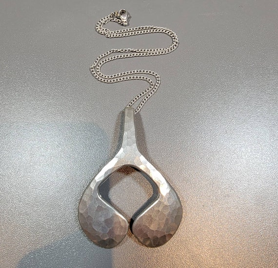 thors hammer Danish modern pewter pendant large Bent Larsen hammered finish