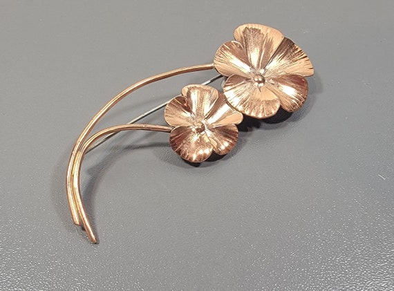 pansy flower brooch copper handmade stuart nye - image 7