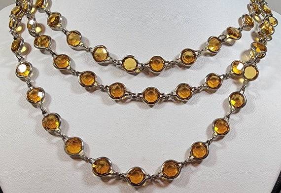 bezel necklace long topaz color strand Swarovski … - image 3