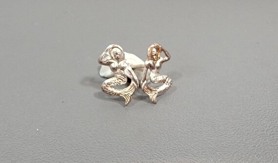 mermaid earrings sterling silver tiny pierced pos… - image 7