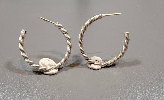 sterling hoop earrings twisted wire thick and heavy  pierced mexico taxco