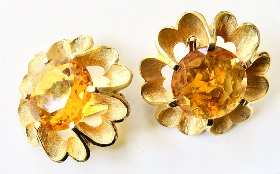 Flower earrings Judy Lee Solitaire stones Topaz c… - image 2