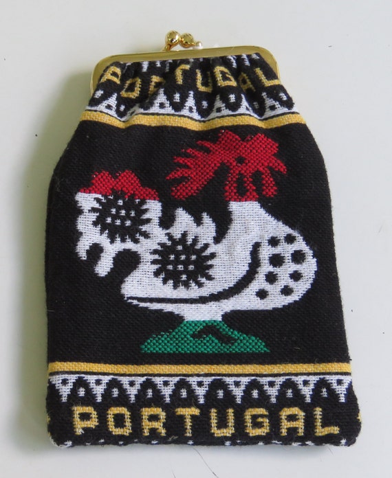Portugal wallet Rooster souvenir kiss lock red green black