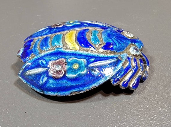 Chinese enamel brooch large bug beautiful - image 3