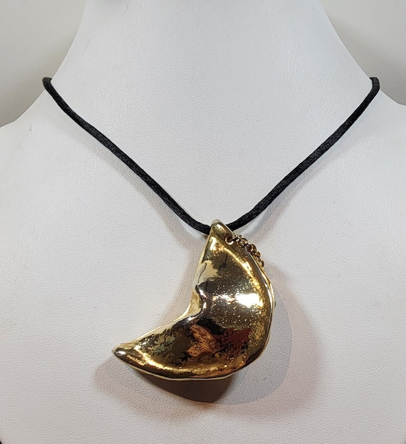 Miriam Haskell fortune cookie pendant seventies n… - image 2