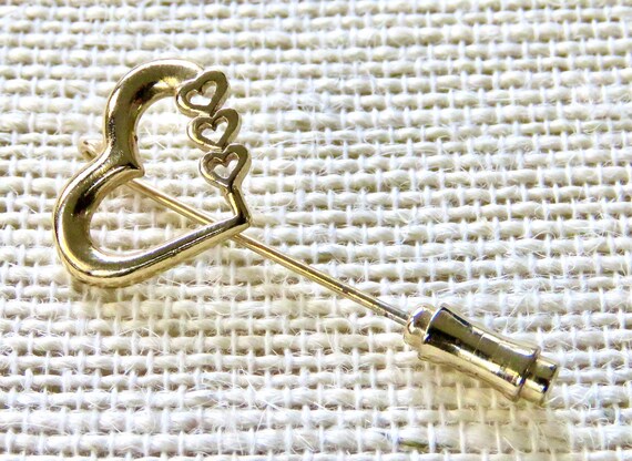 heart brooch stick pin  open heart vintage romant… - image 1