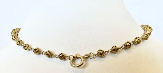 Filigree bead necklace graduated gold washed ster… - image 3