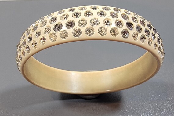 rhinestone bangle plastic bracelet white with clear rhinestones