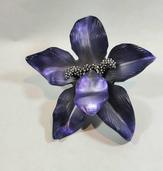 alexis bittar flower brooch large crystals vintage lilac orchid grape purple