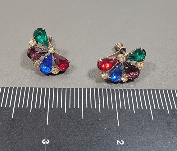 butterfly earrings art deco rhinestones sterling - image 3