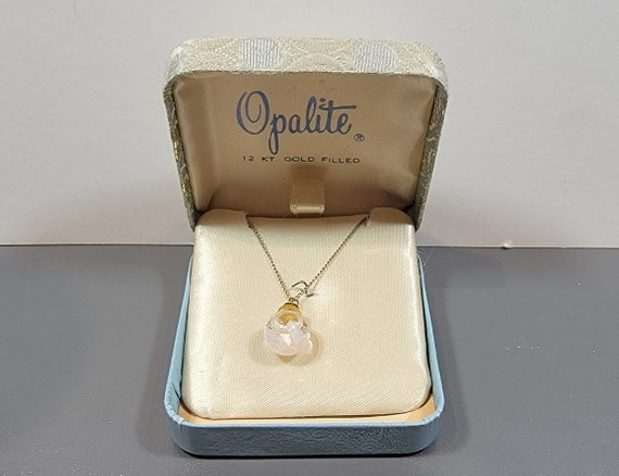 floating opal pendant gold filled in original box - image 1