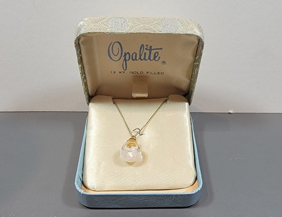 floating opal pendant gold filled in original box