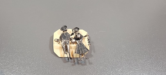 Peruvian silver brooches man and woman tiny hand made delicate