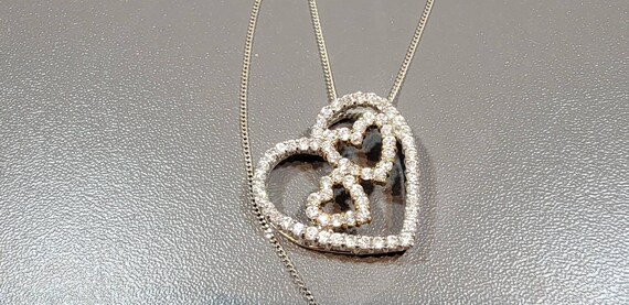 Heart pendant sterling silver  cyrstal necklace vintage
