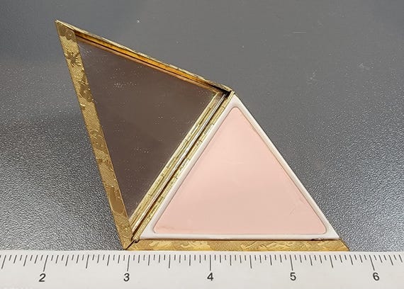 faberge compact triangular gold tone elephants - image 3