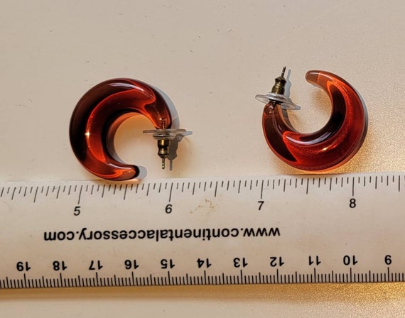 peach resin hoop earrings pierced see through lar… - image 2