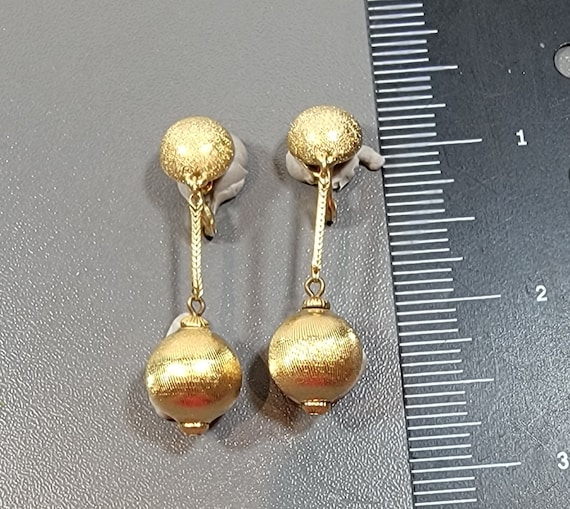 gold plated bead earrings clip on style Monet nineties bold earrings