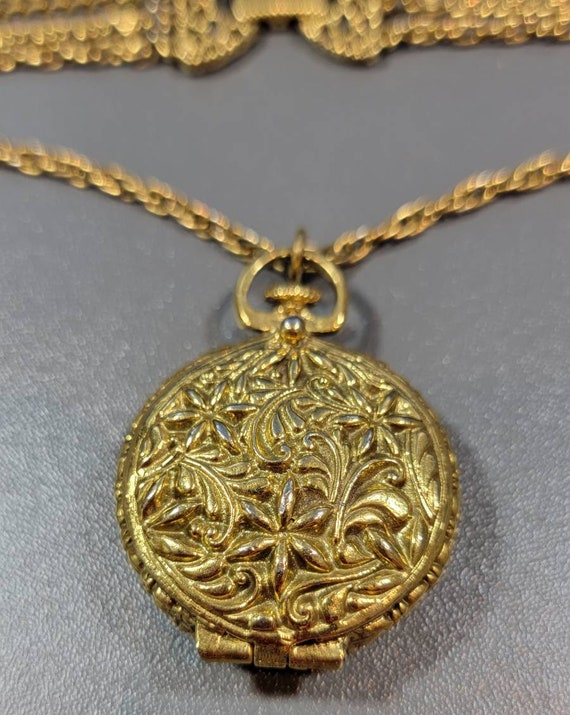 locket pendant gold tone three chains goldette vi… - image 4