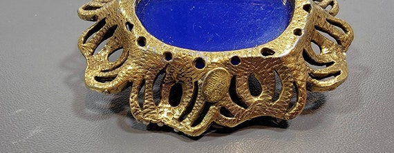 huge brooch blue lucite cabochon pauline rader fl… - image 4
