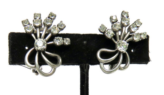 bow earrings Sterling clip rhinestones top quality Clip on pennino