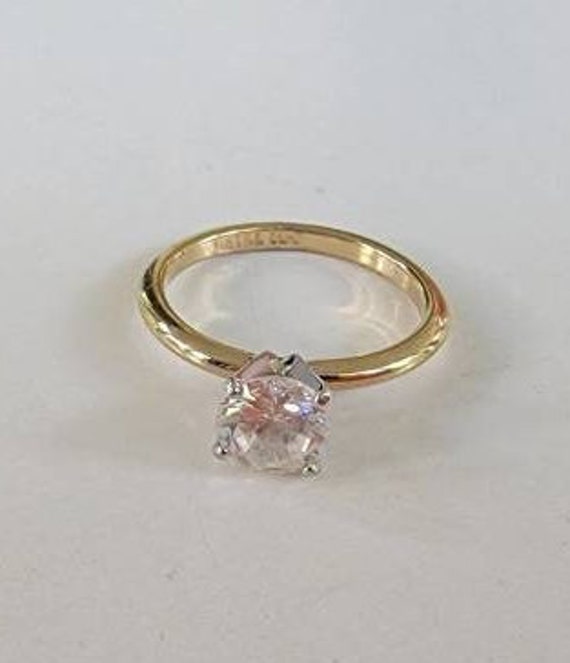 rhinestone engagement ring gold plated big stone … - image 8