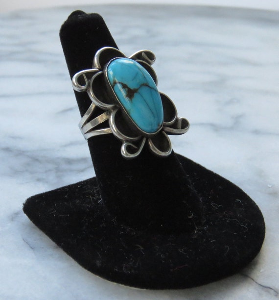 Navajo turquoise ring Turtle design sterling silve