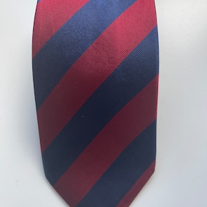 Crombie Silk Necktie Blue and Red Stripes British tie Made in England Classic English University tie