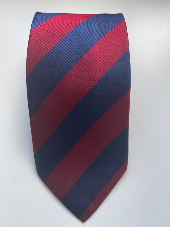 Crombie Silk Necktie Blue and Red Stripes British tie Made in England Classic English University tie