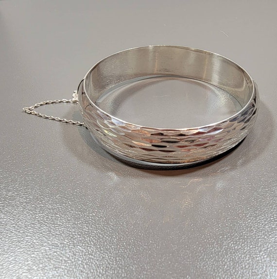 sterling silver bangle fancy engraved design shiny