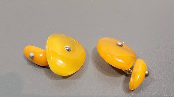 Amber CHUNK cufflinks buttery natural polished amber