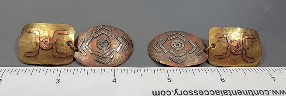 Brass earrings modernist tribal mbsf clip on vint… - image 4