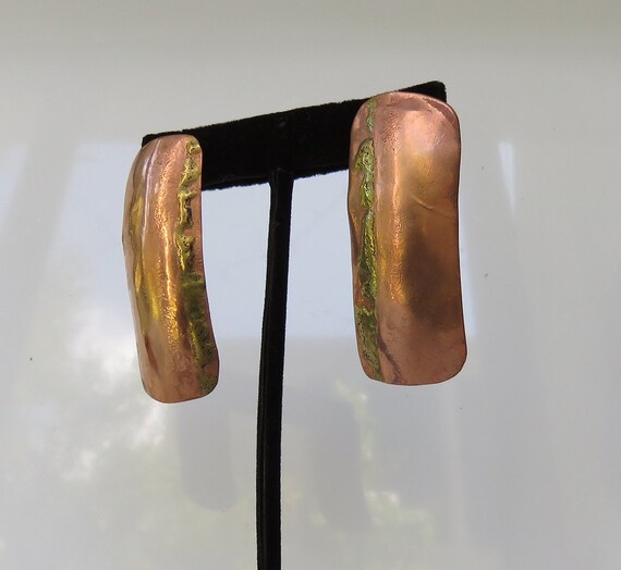 Boho copper earrings Long Handmade hippie earrings