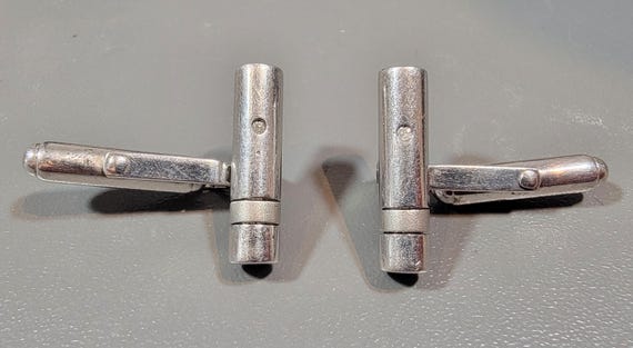 sterling silver cuff links diamond accents simple modern style cufflinks