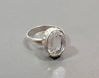 crystal ring solitaire sterling silver vintage jewelry