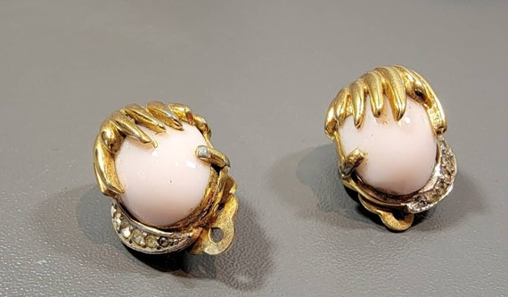 faux angel skin coral earrings jomaz clip ons